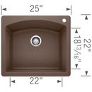 BLANCO Cafe Brown 25 x 22 in. 1 Hole Composite Single Bowl Dual Mount Kitchen Sink 