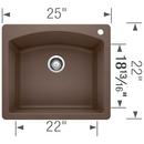 BLANCO Cafe Brown 25 x 22 in. 1 Hole Composite Single Bowl Dual Mount Kitchen Sink 