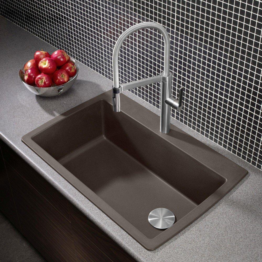 BLANCO Cafe 33-1/2 x 22 in. 1 Hole Composite Single Bowl Dual Mount Kitchen Sink 