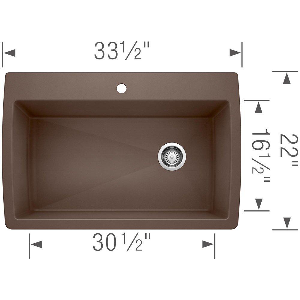 BLANCO Cafe 33-1/2 x 22 in. 1 Hole Composite Single Bowl Dual Mount Kitchen Sink 