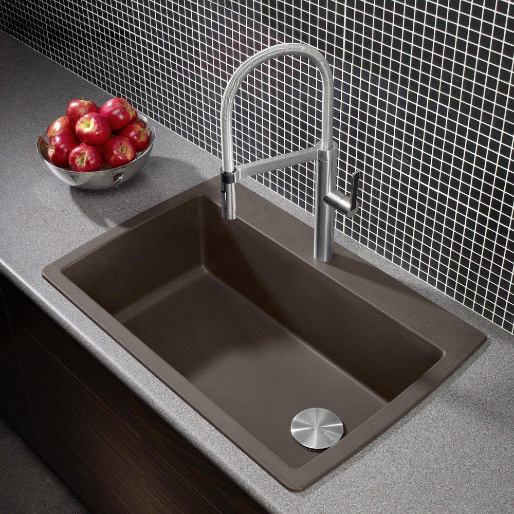BLANCO Cafe 33-1/2 x 22 in. 1 Hole Composite Single Bowl Dual Mount Kitchen Sink 