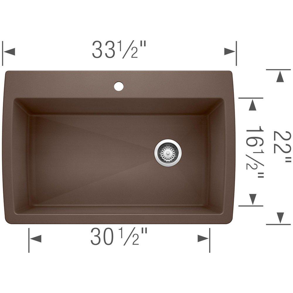 BLANCO Café 33-1/2 x 22 in. 1 Hole Composite Single Bowl Dual Mount Kitchen Sink 