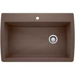 33-1/2 in. Dual Mount Silgranit Single Bowl Kitchen Sink in Café