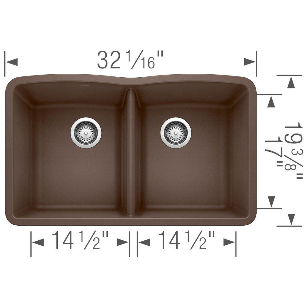 BLANCO Cafe 32 x 19-1/4 in. No Hole Composite Double Bowl Undermount Kitchen Sink 