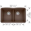 BLANCO Cafe 32 x 19-1/4 in. No Hole Composite Double Bowl Undermount Kitchen Sink 