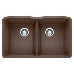 32 in. Undermount Silgranit Double Bowl Kitchen Sink in Café