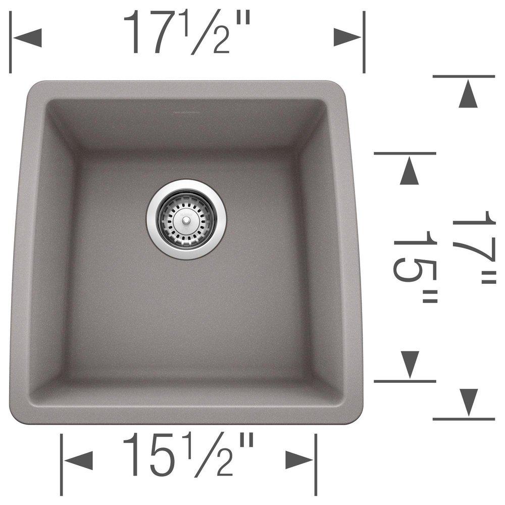 BLANCO Metallic Grey 17-1/2 x 17 x 9 in. Under-Mount Single Bowl Sink 