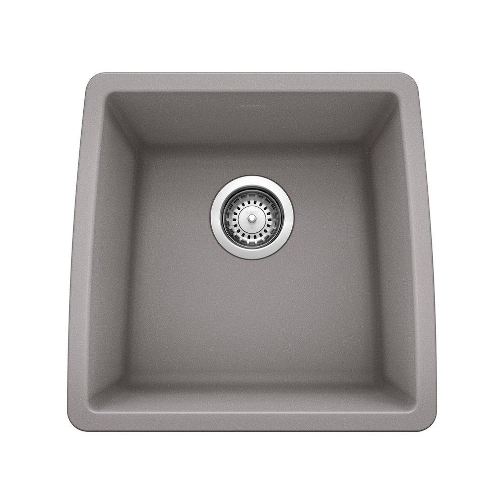 BLANCO Metallic Grey 17-1/2 x 17 x 9 in. Under-Mount Single Bowl Sink 