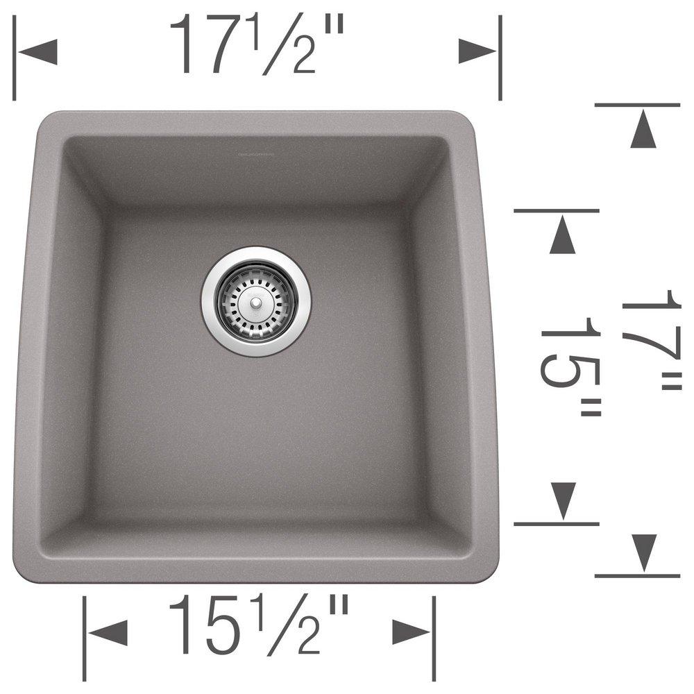 BLANCO Metallic Grey 17-1/2 x 17 x 9 in. Under-Mount Single Bowl Sink 