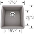 BLANCO Metallic Grey 17-1/2 x 17 x 9 in. Under-Mount Single Bowl Sink 