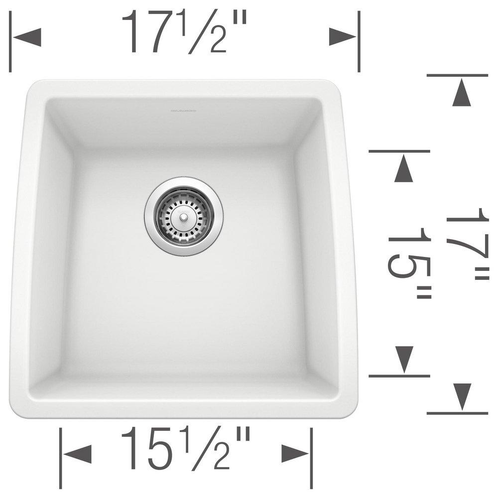 BLANCO White 17-1/2 x 17 x 9 in. Under-Mount Single Bowl Sink 