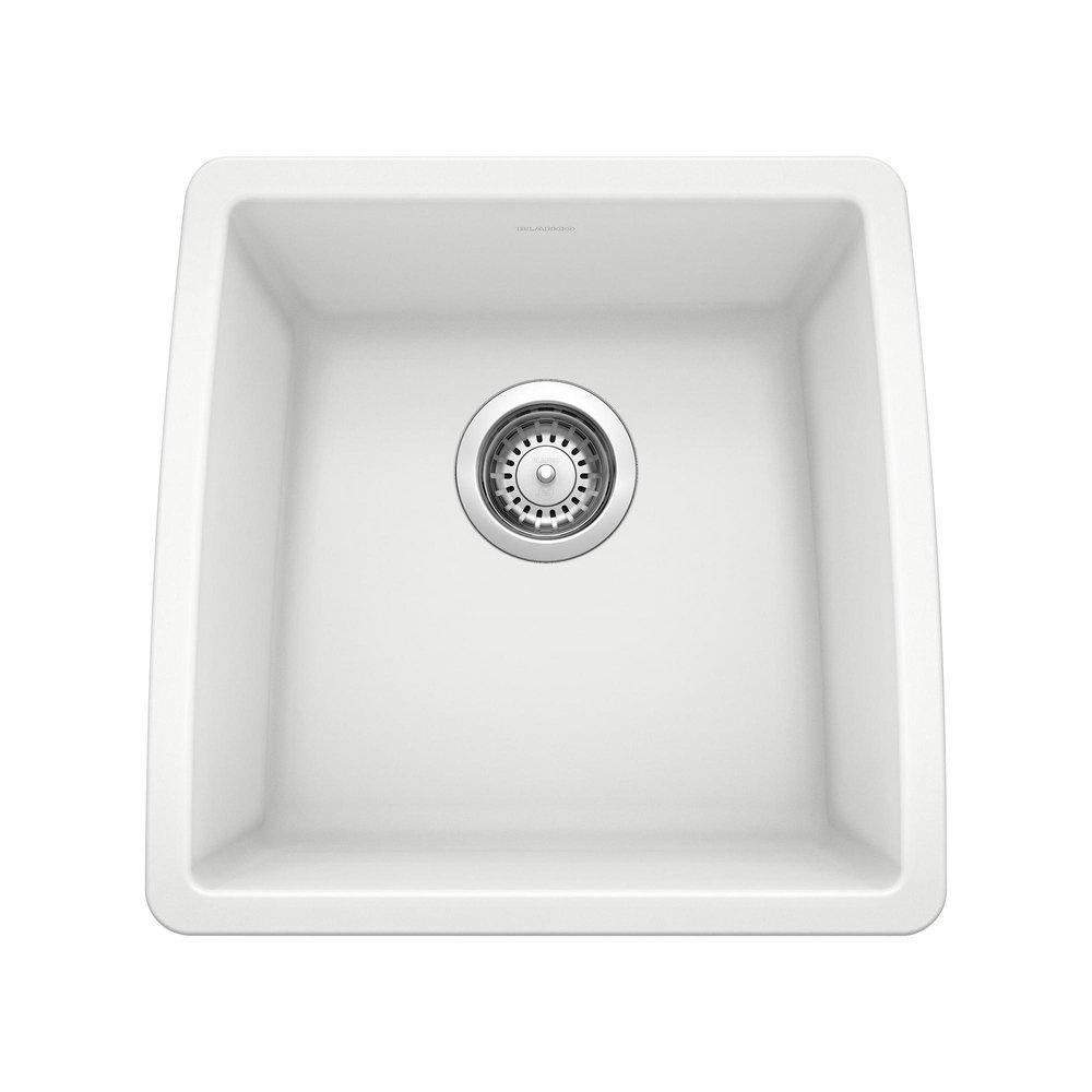 BLANCO White 17-1/2 x 17 x 9 in. Under-Mount Single Bowl Sink 