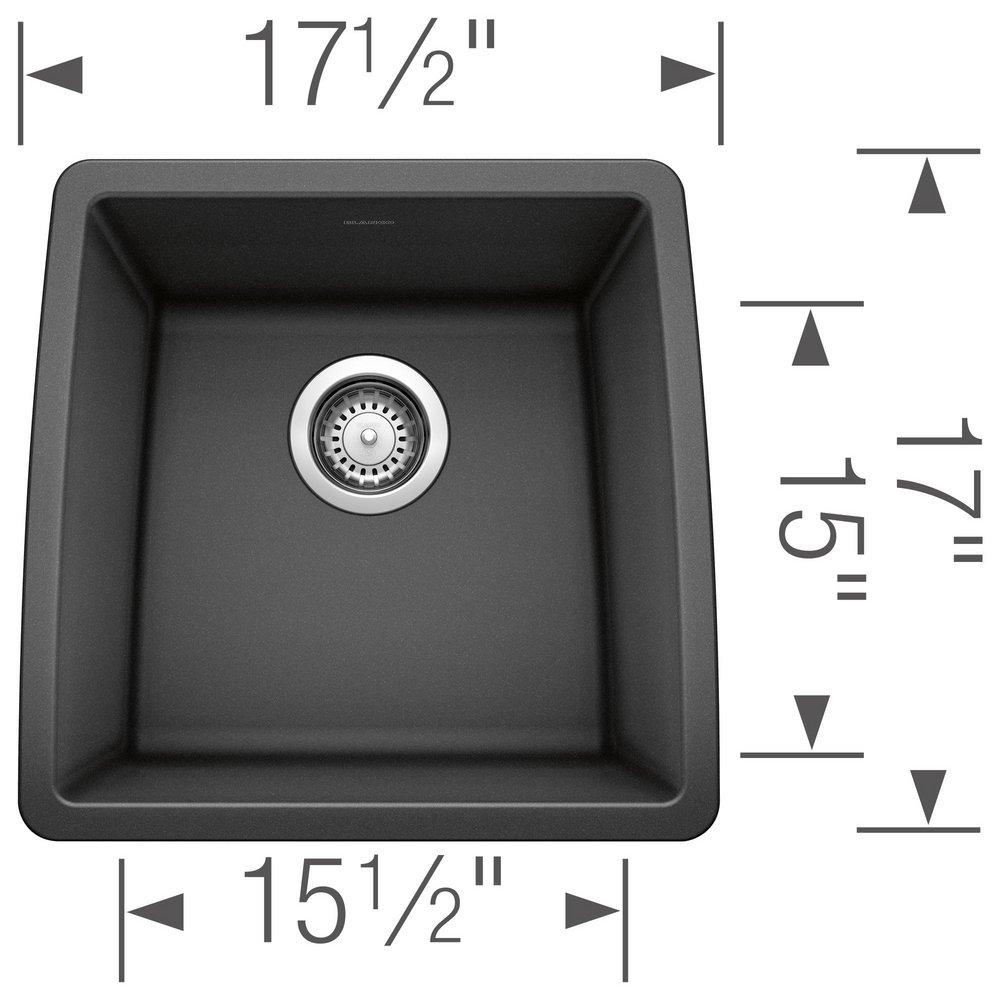 BLANCO Anthracite 17-1/2 x 17 x 9 in. Under-Mount Single Bowl Sink 