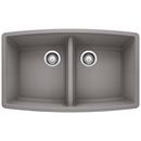 33 x 20 in. No Hole Composite Double Bowl Undermount Kitchen Sink in Metallic Grey