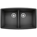 BLANCO Anthracite 33 x 20 in. No Hole Composite Double Bowl Undermount Kitchen Sink 
