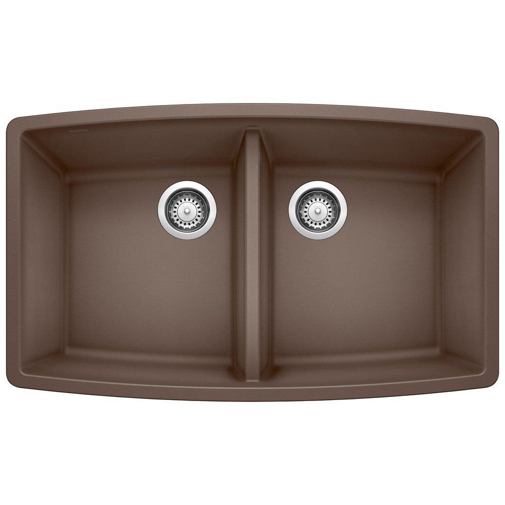 BLANCO Caf&eacute; 33 x 20 in. No Hole Composite Double Bowl Undermount Kitchen Sink 