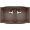 33 x 20 in. No Hole Composite Double Bowl Undermount Kitchen Sink in Cafe Brown
