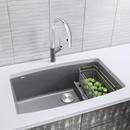 BLANCO Metallic Grey 32 x 19-1/2 in. No Hole Composite Double Bowl Undermount Kitchen Sink 