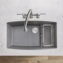 BLANCO Metallic Grey 32 x 19-1/2 in. No Hole Composite Double Bowl Undermount Kitchen Sink 