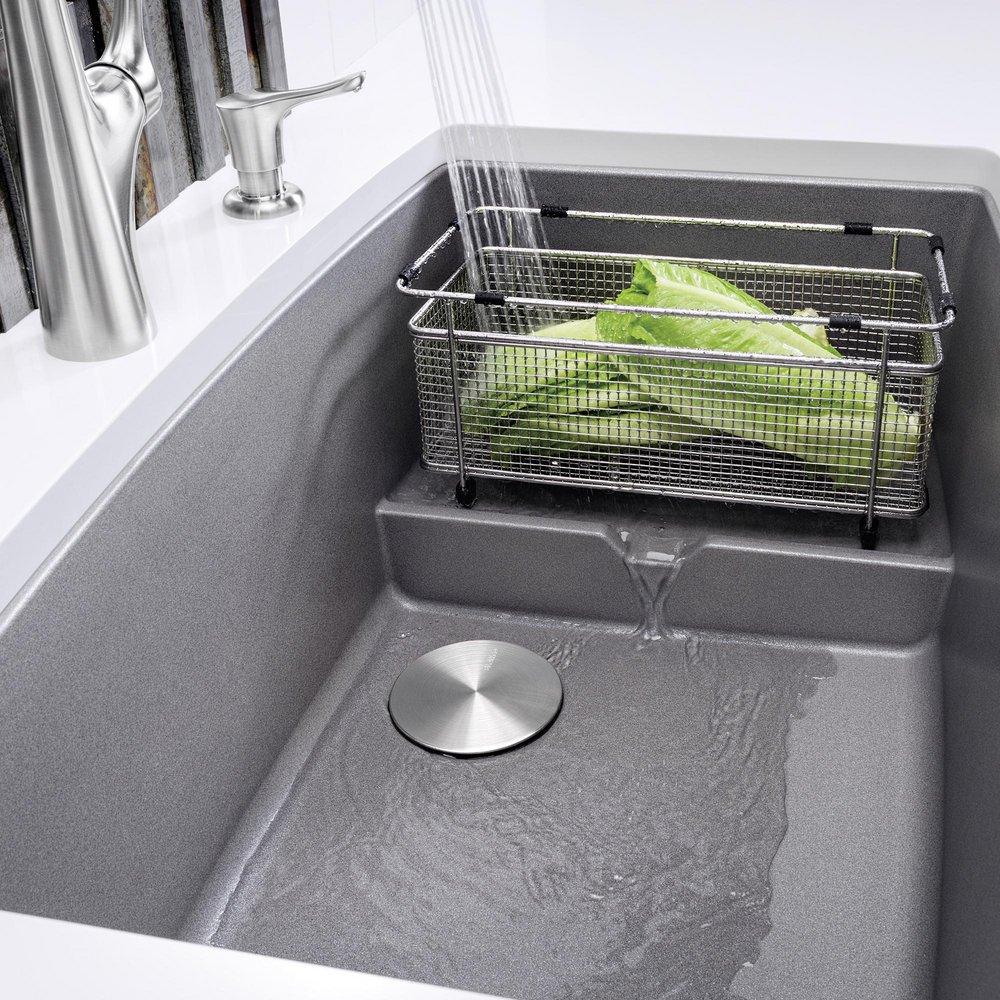 BLANCO Metallic Grey 32 x 19-1/2 in. No Hole Composite Double Bowl Undermount Kitchen Sink 