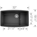 BLANCO Anthracite 32 x 19-1/2 in. No Hole Composite Double Bowl Undermount Kitchen Sink 