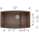BLANCO Cafe Brown 32 x 19-1/2 in. No Hole Composite Double Bowl Undermount Kitchen Sink 