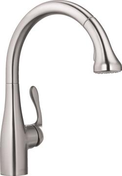 Single Handle Pull Down Bar Faucet in Steel Optik