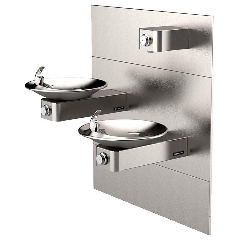 Haws&reg; Satin Stainless Steel Double Wall Mount Drink Founta in with Mounting System 