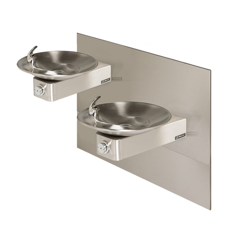Haws&reg; Satin Stainless Steel Double Wall Mount Drink Founta in with Mounting System 