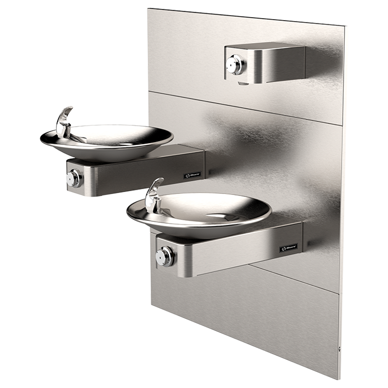 Haws&reg; Satin Stainless Steel Double Wall Mount Drink Founta in with Mounting System 