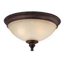 7-1/2 x 15 in. 3-Light Ceiling Fixture in Burnished Bronze with Mist Scavo Glass Shade