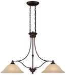 24 in. 100W 2-Light Island Fixture in Burnished Bronze with Mist Scavo Glass Shade