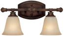 9-1/2 in. 100W 2-Light Vanity Fixture in Burnished Bronze with Mist Scavo Glass Shade