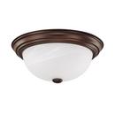 5-1/2 x 11 in. 2-Light Ceiling Fixture in Burnished Bronze with White Faux Alabaster Glass Shade