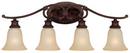 11 in. 100W 4-Light Vanity Fixture in Burnished Bronze with Mist Scavo Glass Shade