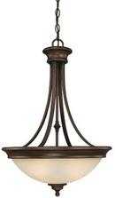 26 in. 100W 3-Light Pendant Fixture in Burnished Bronze with Mist Scavo Glass Shade