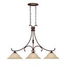 30 in. 100W 3-Light Island Fixture in Burnished Bronze with Mist Scavo Glass Shade