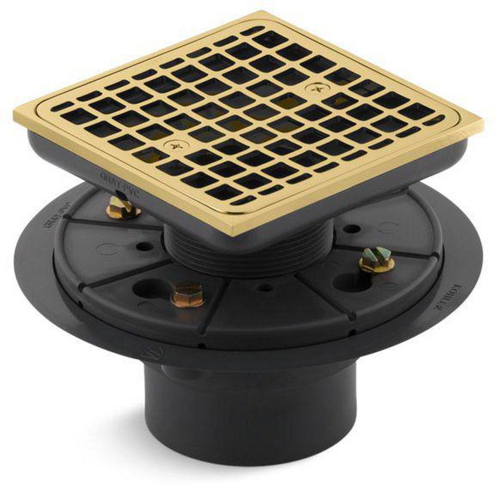 KOHLER Vibrant&reg; Polished Brass 3 in. Threaded Plastic Shower Drain 