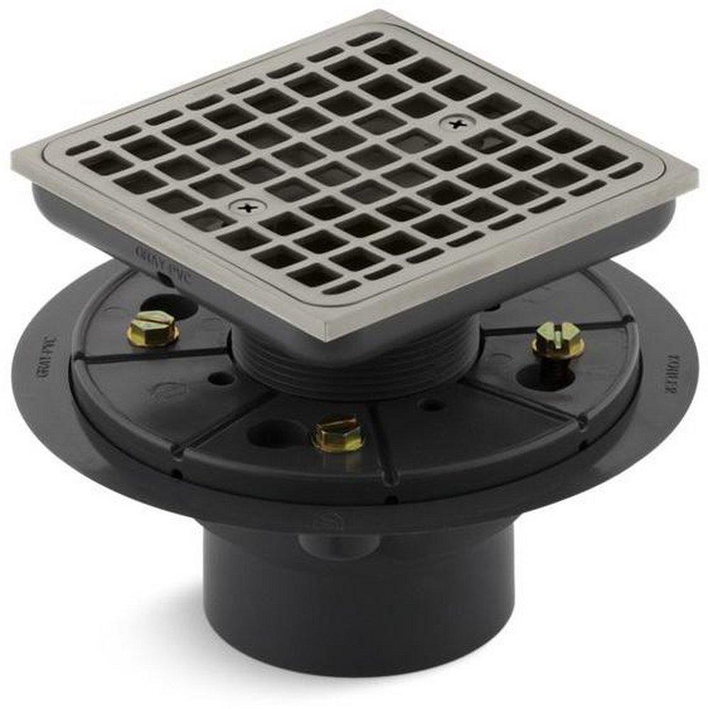 KOHLER Brushed Nickel 3 in. Threaded Plastic Shower Drain 