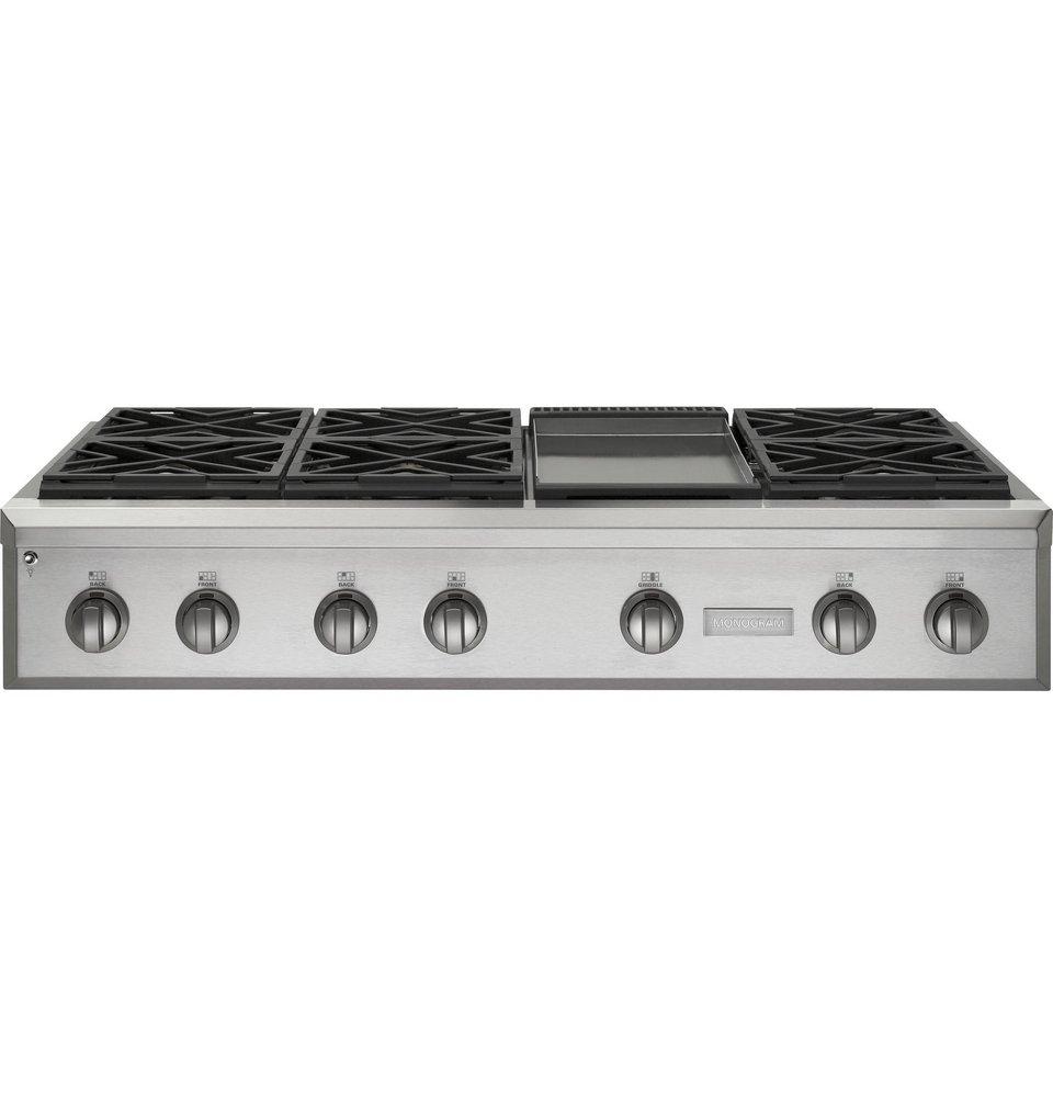 Monogram&reg; Stainless Steel 6 Burner Sealed Cooktop 