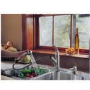 Delta Faucet Brilliance&reg; Stainless 1.8 gpm Single Lever Handle Deckmount Kitchen Sink Faucet 120 Degree Swivel Pull-Out Spout 3/8 in. Compression Connection 