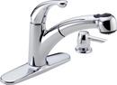 1.8 gpm Single Lever Handle Deckmount Kitchen Sink Faucet 120 Degree Swivel Pull-Out Spout Compression Connection in Polished Chrome