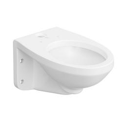 Elongated Wall Mount Flush Valve Toilet Bowl in White