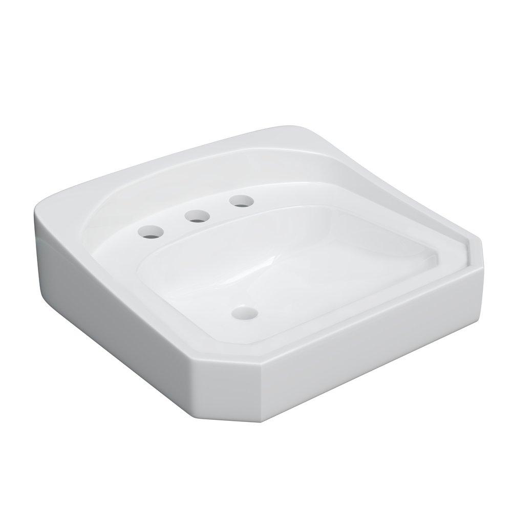 PROFLO&reg; White 20 x 18 in. Wall Mount Bathroom Sink with 4 in. Centerset Faucet Holes 