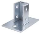 3-1/2 x 4 in. 2-Hole Square Single Channel Zinc Plated Carbon Steel Strut Post Base