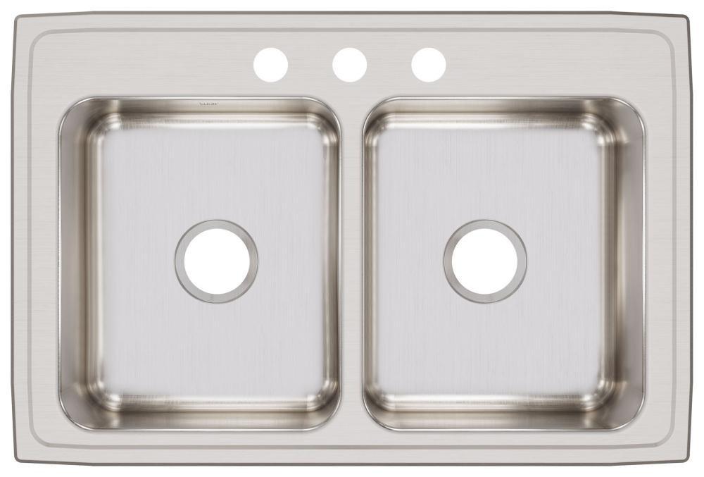 Elkay Lustrous Satin 33 x 22 in. Stainless Steel Double Bowl Drop-in Kitchen Sink in Lustrous Satin 