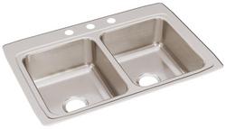 33 in. Drop-in Stainless Steel Double Bowl Kitchen Sink in Lustrous Satin