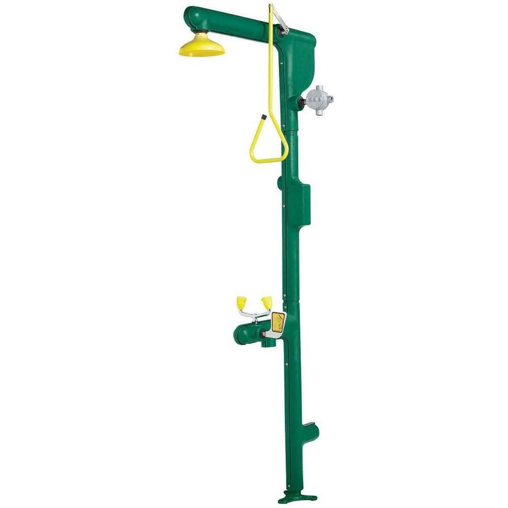 Speakman Hi-Viz Yellow Floor-Mounted Heat Traced Combination Shower with Eye/Face Wash System, 60lbs 