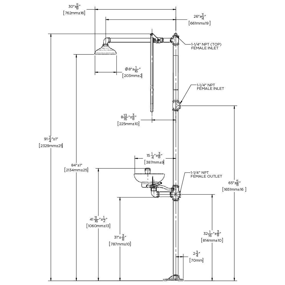 Speakman DuraJade™ Combination Shower with Round Eyewash System 