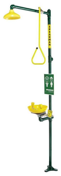 Floor Mounted Combination Emergency Station with Plastic Bowl Eyewash, 20 gpm, 37.4 lbs